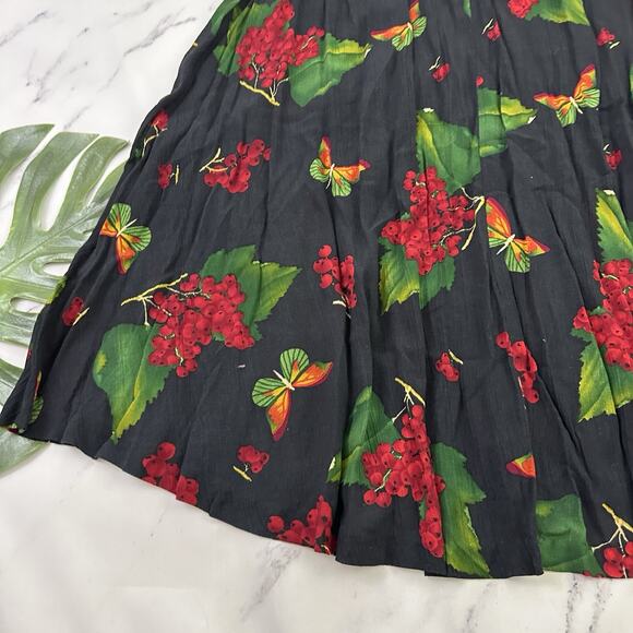 Sharon Anthony Womens Vintage 90s Crinkle Skirt Plus Size 22 Black Butterfly - Picture 11 of 11